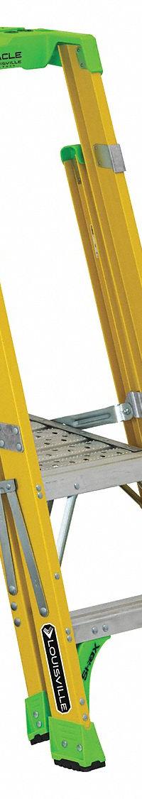 LOUISVILLE LADDER Platform Stepladder: Fiberglass, 375 lb Load Capacity, 25 lb Wt, 14.3 in x 19 in (MPN FCP1402HD). Key specifications — Brand: LOUISVILLE LADDER.