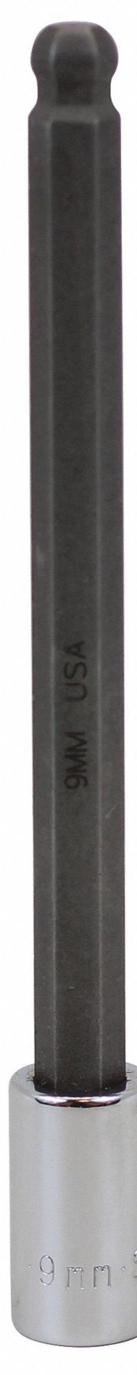 SK PROFESSIONAL TOOLS Socket Bit: 3/8 in Drive Size, Ball Hex Tip, 9 mm Tip Size, 7 in Overall Lg (MPN 45969). Key specifications — attr1204765: Replaceable Insert; attr1204767: SK PROFESSIONAL TOOLS.