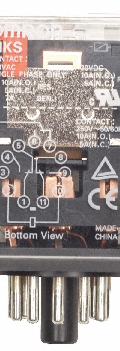 OMRON General Purpose Relay: Socket Mounted, 10 A Current Rating, 12V DC, DPDT - Socket-Mounted Relays