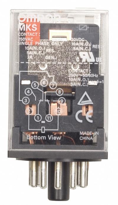 OMRON General Purpose Relay: Socket Mounted, 10 A Current Rating, 12V DC, DPDT - Socket-Mounted Relays