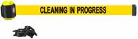 BANNER STAKES Magnetic Wall Mount Barrier: Magnet, 15 ft Belt Lg, Maint & Cleaning Messaging, Yellow (MPN MH1504). Key specifications — attr981520: Black; attr981527: Black; attr193646: BANNER STAKES; attr981511: Yellow.