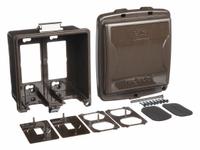 RED DOT While In Use Weatherproof Cover: 2 Gangs, For Decora/GCFI Electrical Component Type, PVC (MPN 2CKPM-BR). Key specifications — attr211022: RED DOT; attr1046333: Bronze; attr1046334: PVC; attr1046335: Decora/GCFI; attr1046340: Vertical.