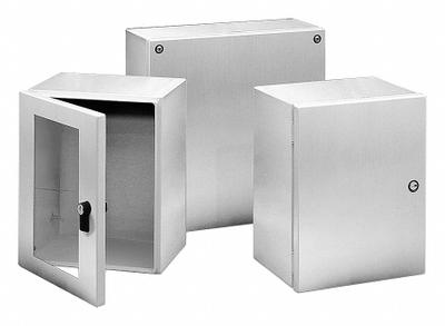 HOFFMAN Enclosure: 304 Stainless Steel, 5 in x 5 in x 5 in, NEMA 12/4/4X, Solid Cover - Stainless Steel Enclosures