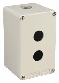 SCHNEIDER ELECTRIC Push Button Enclosure: 22mm, 2 Holes, Cast Zinc, NEMA 13/4 (MPN XAPG29202). Key specifications — Brand: SCHNEIDER; Environments & Applications: Oil-Tight and Dust-Tight.