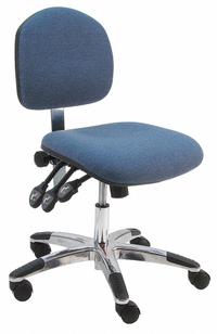 Ergonomic Chair: Fabric, Armless, Ht Range 17 in to 22 in, 19 in Seat Wd, 17 in Seat Dp, 5 Casters (MPN LAS-DF-TLC-WW-BLUE). Key specifications — Foot Support: No; Back Tilt Backward: 80°; Back Tilt Forward: 105°; Base Material: Aluminum; Brand: BENCHPRO; Product Type: Ergonomic Chair; ESD-Safe: Not ESD Safe; Seat Tilt Backward: 10°.