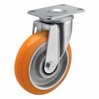 COLSON Caster: Swivel, No Brake, Polyurethane, 5 in Wheel Dia, 1 1/4 in Wheel Wd, Slot, Rectangle (MPN 205256AN8). Key specifications — Wheel Bearing Type: Ball; Wheel/Tread Color: Orange; Brand: COLSON; Caster Type: Swivel.