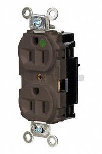 HUBBELL Receptacle: Hospital Grade, Duplex, 5-15R, Brown, 125V AC, 15 A, 2 Pole / 3 Wire (MPN HBL8200ST)