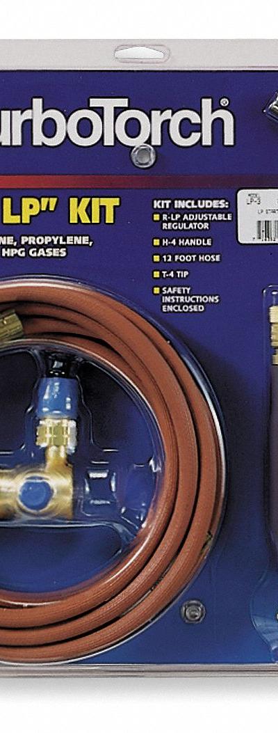 TURBOTORCH Torch Kit: Swirl Flame, External Lighter, Fixed Tip - High Output Extended Reach Hose Torches