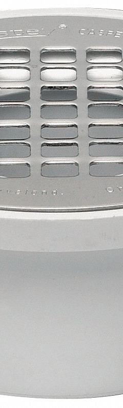 OATEY Floor Drain: 4 in Overall Dia, 4 in Grate Size, 2 in Nominal Pipe Size, Solvent Weld, Plastic (MPN 43579). Key specifications — Color: White; Connection Type: Solvent Weld; Brand: OATEY; Includes: Screw-In Strainer.