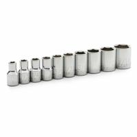 GEARWRENCH Socket Set: 1/4 in Drive, 10 Piece, 6-Point, SAE, 3/16 in to 9/16 in (MPN 80303). Key specifications — attr1224269: 1/4 in; attr1204685: Not Tether Capable; attr1204650: 3/16 in to 9/16 in; attr1204673: Socket Bits Not Included; attr1204688: GEARWRENCH; attr1224230: Friction; attr1224354: No Thin Wall; attr1206170: Standard Sockets.