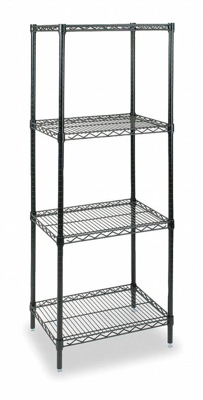 APPROVED VENDOR Wire Shelving Unit: Starter, 36 in x 18 in, 63 in Overall Ht, 4 Shelves - Stationary Wire Shelving for Wet & Dry Use