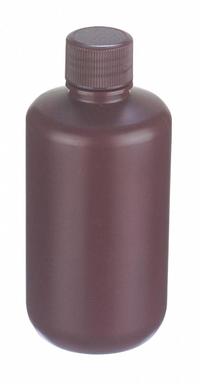 APPROVED VENDOR Laboratory Bottle: HDPE, 125 mL, 125 mL, Amber, 24-410 mm Screw Closure Size (MPN 209127). Key specifications — Body Color: Amber; Closure Attached: Attached; Brand: APPROVED VENDOR; Pre-Cleaned: None; Closure Included: Yes.
