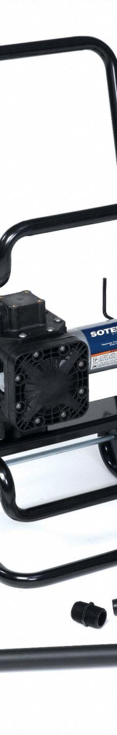 SOTERA Electric Drum Pump: Pump with Hose & Nozzle, 1/4 hp HP, 115 V AC, 13 gpm, Polypropylene, PP (MPN SS465BX713). Key specifications — Brand: SOTERA; Suction Tube Material: PP.