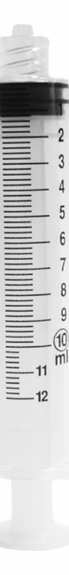 EZ DOSE Chromatography Syringe: 10 mL Capacity - mL, Luer Lock, Polypropylene, Polypropylene, Plastc (MPN MEZ10LL). Key specifications — Attachment Type: Luer Lock; Plunger Material: Plastc; Sterile/Non-Sterile: Sterile; Tip Material: Polypropylene; Barrel Material: Polypropylene; Brand: EZ DOSE; Compatible Needles: Hypodermic; Includes Needles: No.