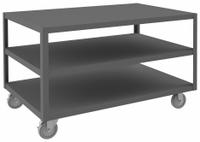 DURHAM MFG Work Table: Fixed Ht, Steel, 48 in x 30 in, 1,200 lb Overall Load Capacity (MPN HMT-3048-3-95). Key specifications — Unit Type: Not Expandable or Modular; Assembly: Fully Assembled; Wheel Material: Phenolic; Frame Material Finish: Powder Coated; Mobility: Casters; Height Adjustability: Fixed Height; Included Components: Vice Support Shelf; Frame Construction: Welded Only.