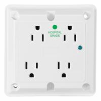 LEVITON Quadruplex Receptacle Outlet: Hospital Grade, Quad, 5-15R, White, 125V AC, 15 A (MPN 8480-W)