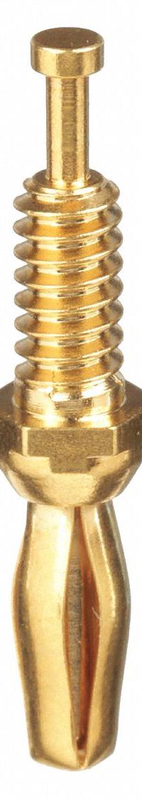 Mini Banana Plug: 5/8 in Lg, Brass, 1,000 V Max Volt, 5 A Max Current, Gold (MPN 3276). Key specifications — Contact Material: Brass; Body Material: Brass; Brand: POMONA; Color: Gold.