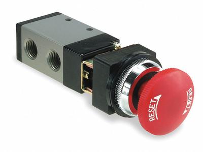 ARO Manual Air Control Valve: MaxAir, Three-Way / Two-Position, Button, Red - ARO MaxAir Series Manual Air Control Valves