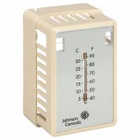 Thermostat Cover: For Johnson Controls T-4000, Grainger Sku(s) 20RF82/38Y183/38Y184/42C193 (MPN T-4756-1739). Key specifications — Accessory Type: Thermostat Cover; Compatible Brand and Series: Johnson Controls T-4000; Compatible Grainger Part Number: 20RF82; Includes: Cover with Thermometer, (2) Setpoint Windows, and Logo; Mounting Direction: Vertical; Color: Beige; Color/Material: Beige, Plastic; Material: Plastic.