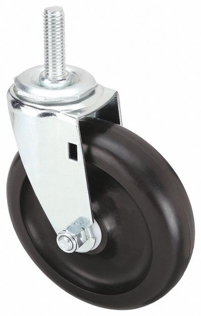 APPROVED VENDOR Stem Caster: Swivel, 5 in Wheel Dia., 1 1/4 in Wheel Wd, Polyolefin - Standard Threaded Stem Casters