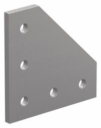 Joining Plate: 90° Angled Flat Plate, 10 Series, 3/16 in x 3 in x 3 in, For 17/64 in Slot Wd, Silver (MPN 4151). Key specifications — Material: Aluminum; Brand: 80/20; Finish: Anodized.
