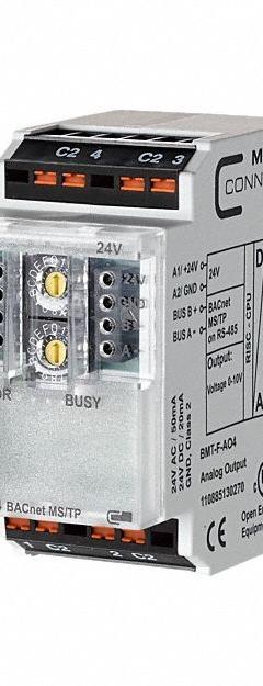 METZ CONNECT MS/TP Module: C-Logline, BACnet MS/TP, DIN Rail Mounting, (4) Analog Out, 110885130270. Key specifications — Manufacturer Part Number: 110885130270; Power Required: 24V AC/DC; Product Type: MS/TP Module; Series: C-Logline; Number and Type of Outputs: (4) Analog.