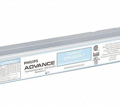 ADVANCE Fluorescent Ballast: 120 to 277V AC, 1/2 Lamps Supported, 39 W Bulb Watt - Programmed Rapid Start Electronic Fluorescent Ballasts