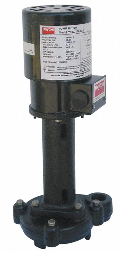 Dayton Machine Tool Pump: 230V AC, 1/8 hp, 500 SUS Max Visc, 12.5 gpm Max Flow - Pedestal Coolant Pumps