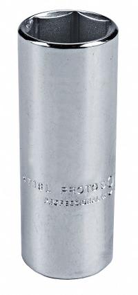 PROTO Socket: SAE, 1/4 in Drive Size, 9/32 in Socket Size, 6-Point, Deep, Chrome, Not Tether Capable (MPN J4709L). Key specifications — attr1204417: PROTO; attr1204392: Chrome.