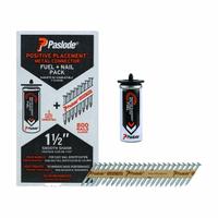 PASLODE POSITIVE PLACEMENT FUEL + NAIL PACK (MPN 650921). Key specifications — attr1171103: PASLODE; attr1171109: (800) Nails; attr1180017: Positive Placement Metal Connector Fuel Nail Pack; attr1180018: 1-1/2 in Cordless Positive Placement® Metal Connector Nailer.