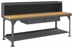 DURHAM MFG Workbench with Riser: Fixed Ht, Maple, 96 in x 36 in, 12,000 lb Overall Load Capacity (MPN HDWBMT3696RS2DR95). Key specifications — Brand: DURHAM MFG.