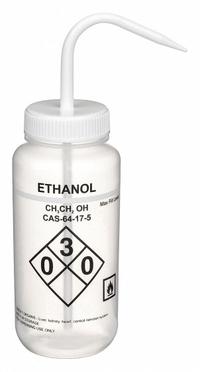 APPROVED VENDOR Wash Bottle: 500 mL, Ethanol, White, Narrow, Std Spout Spout, White, 75 mm Body Dia (MPN 24J883). Key specifications — Closure Color: White; Vented/Nonvented: Vented; Body Color: White; Brand: APPROVED VENDOR; Imprinting Group: Specific Chemicals.