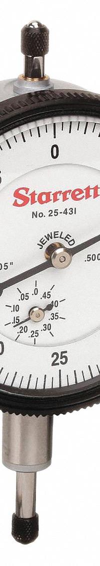 STARRETT Dial Indicator - Lug Back: 0 in to 0.5 in, Inch, Plunger, 0.0005 in Accuracy (MPN 25-431J). Key specifications — attr1184168: 25-431J; attr1184178: 0-50; attr1184223: STARRETT; attr1200883: Dial Indicator - Lug Back; attr1184173: AGD 2; attr1184177: 0.0005 in; attr1184208: Not Included.