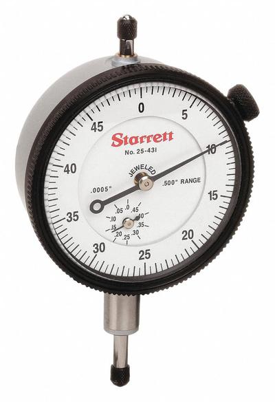STARRETT Dial Indicator - Lug Back: 0 in to 0.5 in, Inch, Plunger - Continuous Reading Back Lug Dial Indicators
