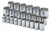 SK PROFESSIONAL TOOLS Socket Set: 1/2 in Drive, 24 Piece, 12-Point, Metric, 10 mm to 36 mm (MPN 1924). Key specifications — attr1224269: 1/2 in; attr1204685: Not Tether Capable; attr1204650: 10 mm to 36 mm; attr1204673: Socket Bits Not Included; attr1204688: SK PROFESSIONAL TOOLS; attr1224230: Friction; attr1206170: Standard Sockets.