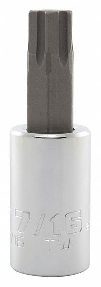 PROTO Socket Bit: 1/2 in Drive Size, Hex Tip, 7/16 in Tip Size, 2 3/4 in Overall Lg, Fixed Insert (MPN J5441R-7/16). Key specifications — attr1204765: Fixed Insert; attr1204767: PROTO.