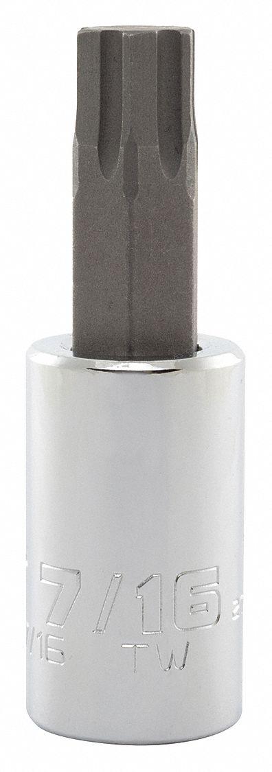 PROTO Socket Bit: 1/2 in Drive Size, Hex Tip, 7/16 in Tip Size, 2 3/4 in Overall Lg - Hex Bit Sockets