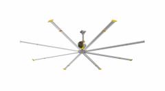 BIG ASS FANS Ceiling Fan: 24 ft Blade Dia, Variable Speeds, 480V AC, Three Phase, Silver/Yellow (MPN F-PFX4-2404S65). Key specifications — Voltage: 480V AC; Light Kit: No; Number of Speeds: Variable; Phase: Three; Brand: BIG ASS FANS.