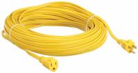 APPROVED VENDOR Extension Cord: Indoor Use, 100 ft Lg, Outlet, 5-15P, 16/3, SPT-2, Yellow, 125V AC (MPN 1FD60). Key specifications — Brand: APPROVED VENDOR; Temperature Rating: 32° to 167°F; NEMA Plug Configuration: 5-15P.