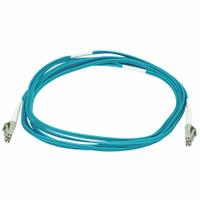MONOPRICE Fiber Optic Patch Cord: Multi-Mode, 3 m Lg, LC End 1, LC End 2, Aqua, PVC, 2 Fiber Count (MPN 6387). Key specifications — Fire Rating: Riser; Jacket Material: PVC; Number of Fibers: Duplex; Brand: MONOPRICE; _Fiber Optic Cable Style: 50/125µ OM4.
