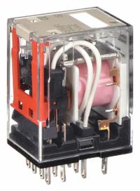OMRON General Purpose Relay: Socket Mounted, 5 A Current Rating, 24V AC, 4PDT, 14 Pins/Terminals (MPN MY4Z-AC24(S)). Key specifications — Brand: OMRON; Base Type: Square; Mounting Style: Plug-In; Pin Shape: Flat; Electrical Connection: Quick-Connect; Manufacturer Part Number: MY4Z-AC24(S); Operating Current: 0.8 A at 220V AC (Inductive Load); Series: MY Series.