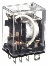 OMRON General Purpose Relay: Socket Mounted, 10 A Current Rating, 12V DC, DPDT, 8 Pins/Terminals (MPN LY2-DC12). Key specifications — Brand: OMRON; Base Type: Square; Mounting Style: Plug-In; Pin Shape: Flat; Electrical Connection: Tab Terminal; Manufacturer Part Number: LY2-DC12; Operating Current: 10 A at 24V DC (Resistive Load); Series: LY Series.