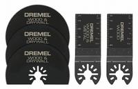 DREMEL Oscillating Tool Blade Set: 5 Blades, Round/Straight, Universal Open-Back Connection (MPN MM389). Key specifications — attr1140173: (1) Storage Case; attr1097629: DREMEL; attr1097591: Porter Cable.