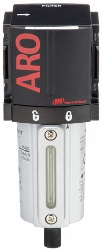 ARO Compressed Air Filter: Particulate, 3/8 in NPT, 5 micron, 107 cfm, 250 psi Max Op Pressure, 1500 (MPN F35231-410). Key specifications — attr110055: 1500; attr110008: ARO.