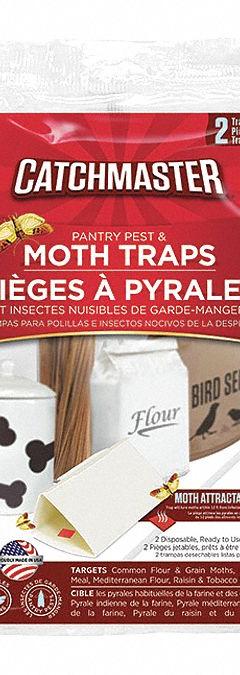 CATCHMASTER Moth Trap: For Use On Flying Insects, Bait Box Trap, Indoor Use, 2 PK (MPN 4XTZ9). Key specifications — Brand: CATCHMASTER; Indoor/Outdoor Use: Indoor; Insect Group: Flying; Targeted Insects: Moths; Trap Style: Bait Box.