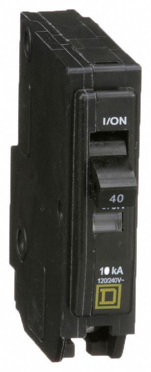 SQUARE D Miniature Circuit Breaker: 40 A, 120/240V AC, Single Phase, 10kA at 120/240V AC - QO Series, Plug-In Square D Miniature Circuit Breakers