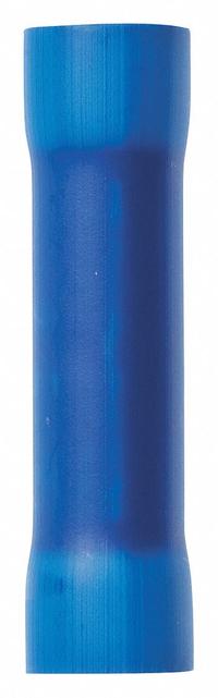 3M Butt Splice Connector: Blue, Vinyl, For Wire Size 16 AWG – 14 AWG, 600 V, Pack Qty 100 (MPN MVU14BCX). Key specifications — Brand: 3M.