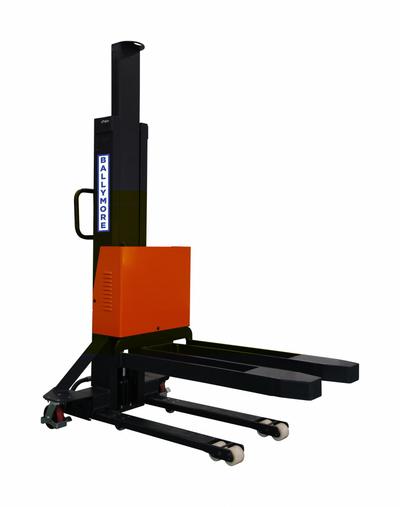 BALLYMORE Stacker: 1,100 lb, 54 in Max Lifting Ht, Fixed Fork, 43 in L x 6 5/16 in W Fork - Electric-Lift & Manual-Push Fork-Over Stackers