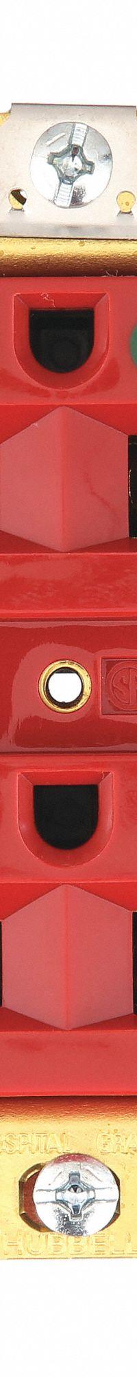 HUBBELL Receptacle: Hospital Grade Fed. Spec., Duplex, 5-15R, Red, 125V AC, 15 A, 2 Pole / 3 Wire (MPN SNAP8200RA)