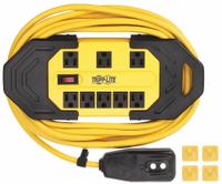 TRIPP LITE GFCI: 25 ft Lg, 14/3, 5-15P Plug, 15 A Current, 120V AC, 5-15R, Black/Yellow, SJT (MPN TLM825GF). Key specifications — NEMA Plug Configuration: 5-15P; NEMA Receptacle Configuration: 5-15R; Brand: TRIPP LITE; Voltage: 120V AC.